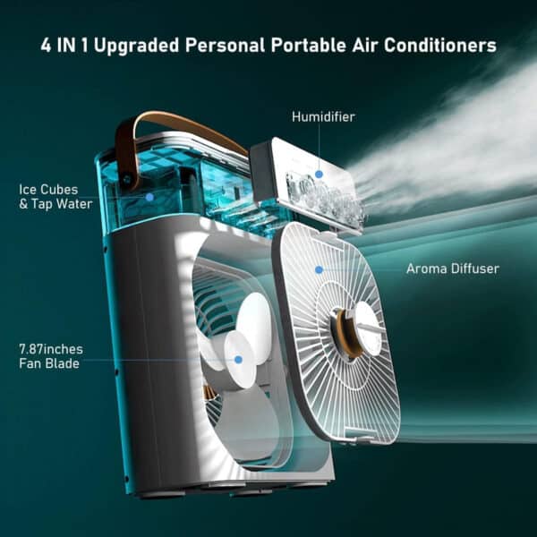 Mini Cooler for Room Cooling - Portable 3-in-1 Air Conditioner with LED Lights - Image 2