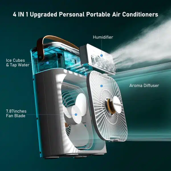 Mini Cooler for Room Cooling - Portable 3-in-1 Air Conditioner with LED Lights - Image 2