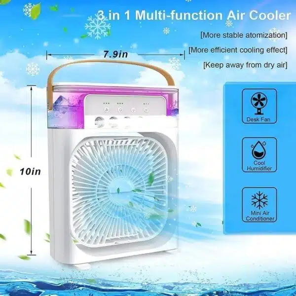 Mini Cooler for Room Cooling - Portable 3-in-1 Air Conditioner with LED Lights - Image 7