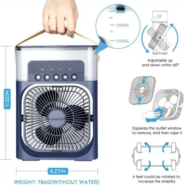 Mini Cooler for Room Cooling - Portable 3-in-1 Air Conditioner with LED Lights - Image 5