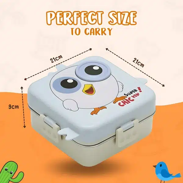 Cute Chicken-Themed Stainless Steel Lunch Box for Kids - Image 2