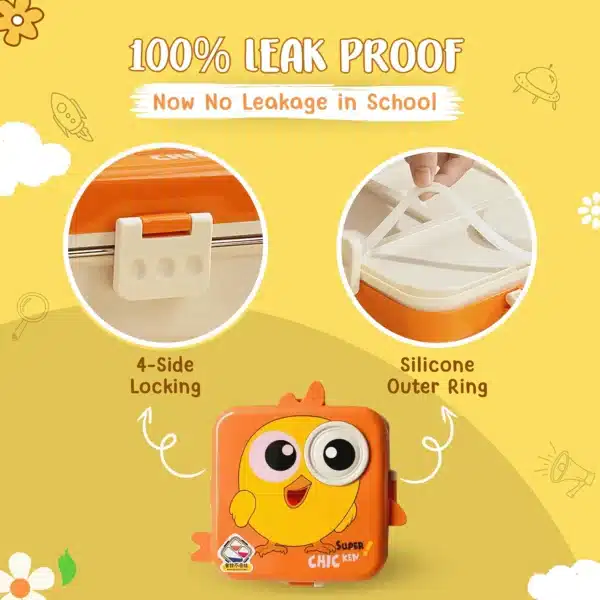 Cute Chicken-Themed Stainless Steel Lunch Box for Kids - Image 4