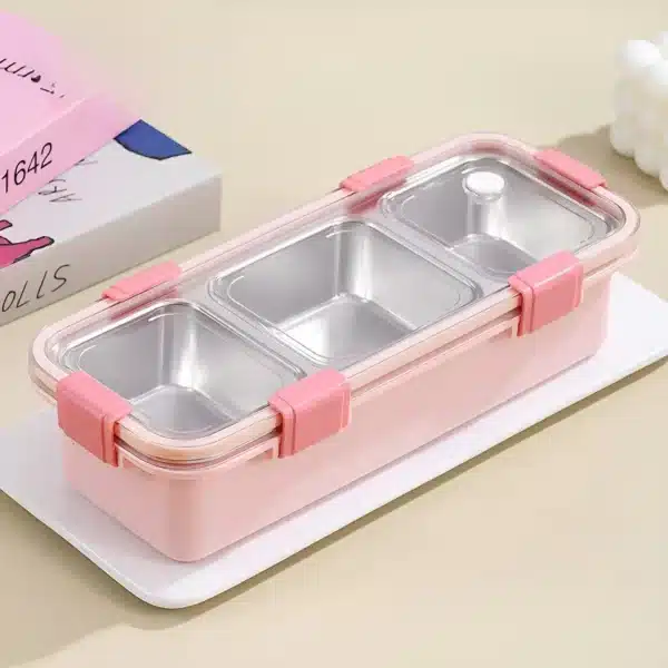 Premium 3 Compartment Stainless Steel Snack & Meal Box - Image 3