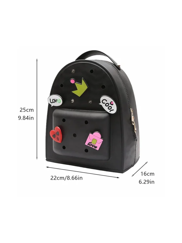 Silicone Jelly Mini Backpack – Small Size | Lightweight, Waterproof Bag for Women, Boys & Girls | Pool, Beach, Gym Use | Customizable with Charms | Easy to Clean (Black - Image 4
