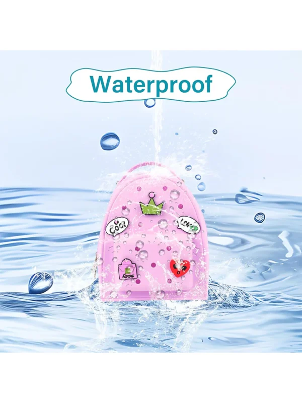Silicone Jelly Mini Backpack – Small Size | Lightweight, Waterproof Bag for Women, Boys & Girls | Pool, Beach, Gym Use | Customizable with Charms | Easy to Clean (Black - Image 2