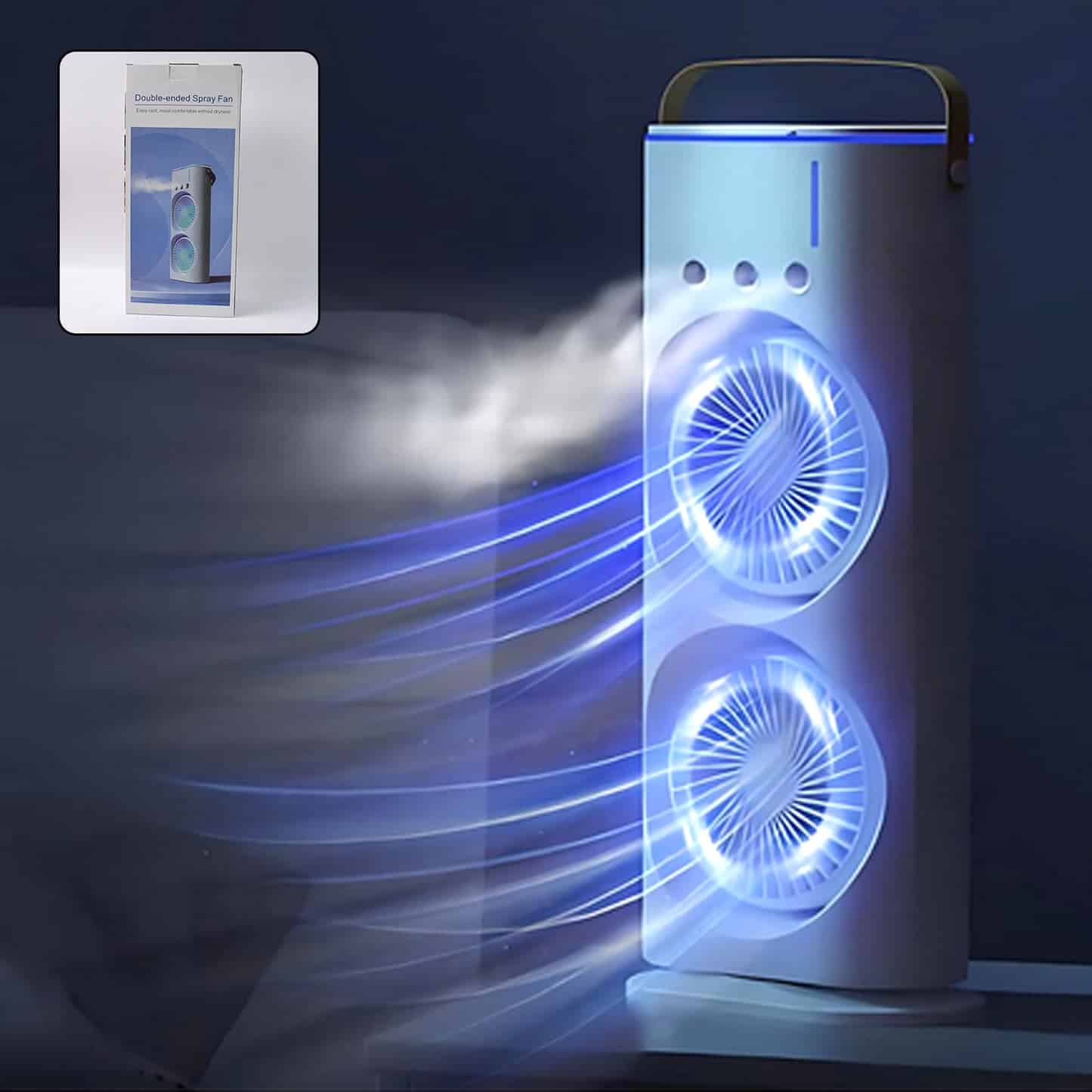 3-in-1 Mini Portable AC with Dual Fans, LED Light