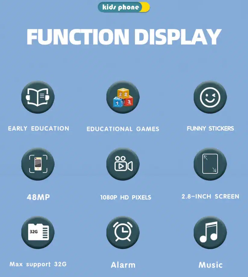 3D Kids Smartphone X19 | Educational Touchscreen Toy with 360° Camera, Music & Games | 2.8” Screen - Image 23