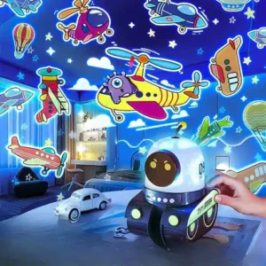 Riding Robot Night Light Projector – Rechargeable Starry Sky Lamp for Kids & Babies