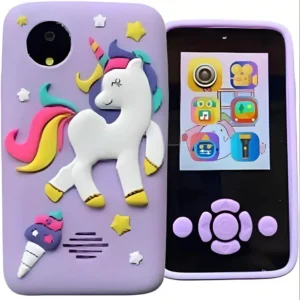 MM TOYS Kids Smart Music Phone – Dual Camera, MP3 Player, Built-in Games, 2.4” Screen – Unicorn Purple