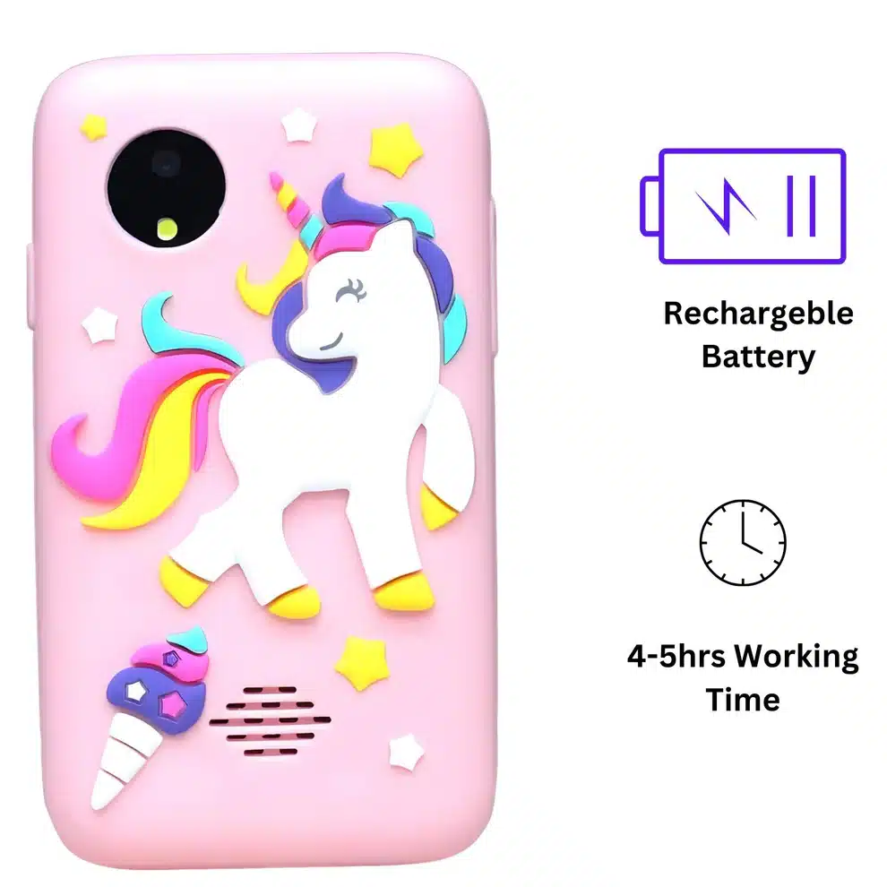 MM TOYS Kids Smart Music Phone – Dual Camera, MP3 Player, Built-in Games, 2.4” Screen – Unicorn Purple - Image 2