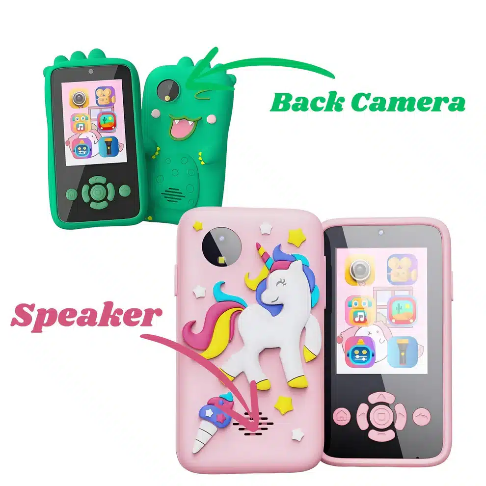 MM TOYS Kids Smart Music Phone – Dual Camera, MP3 Player, Built-in Games, 2.4” Screen – Unicorn Purple - Image 3