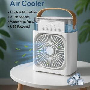 Mini Cooler for Room Cooling - Portable 3-in-1 Air Conditioner with LED Lights