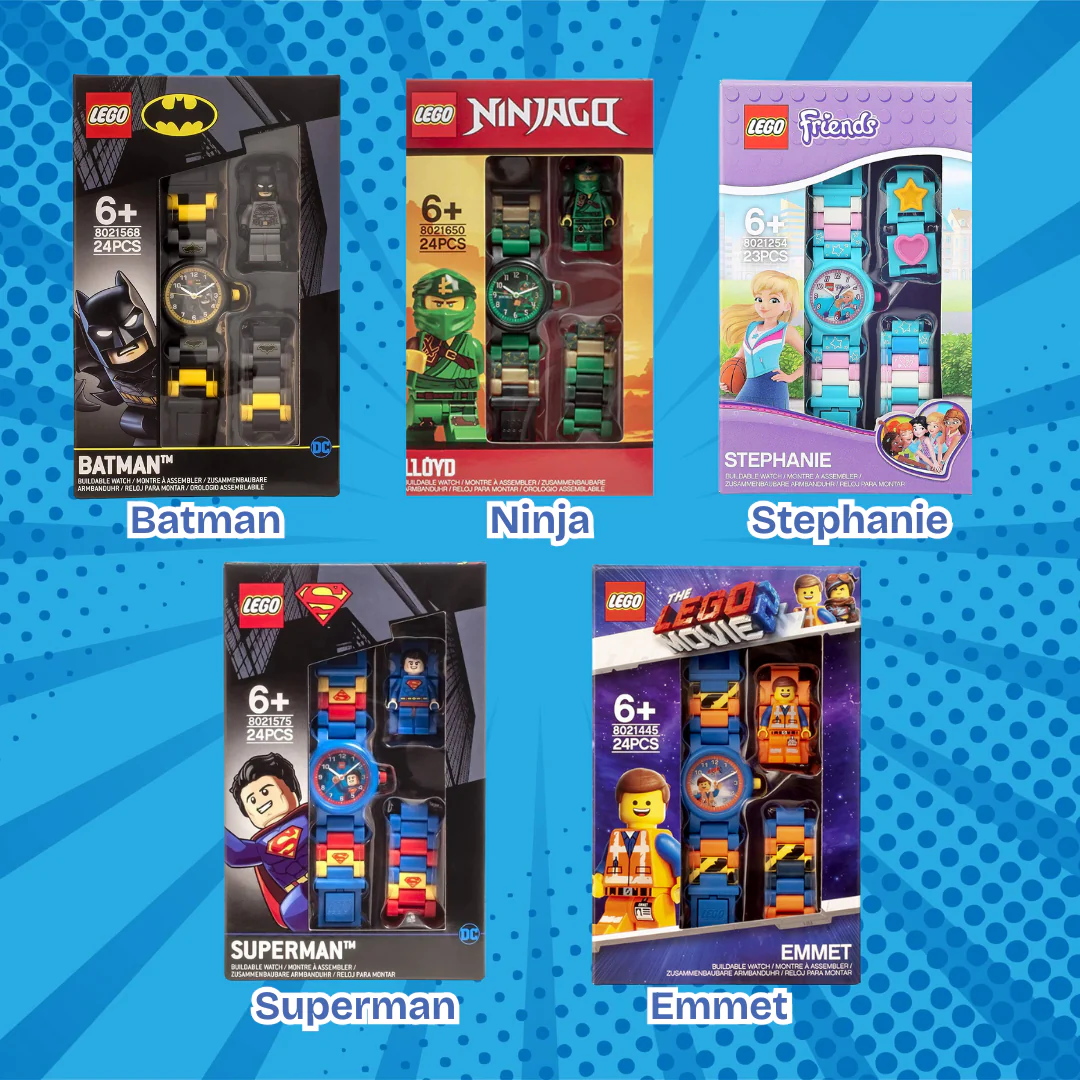 LEGO Kids Wrist Watch - Batman | Superman |Stephanie | Ninja | Emmet Design