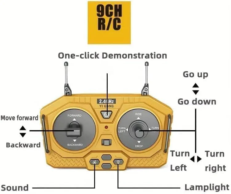YIGONG BC1045 RC Bulldozer – 1/20 Scale 9CH Remote Control Construction Tractor - Image 4