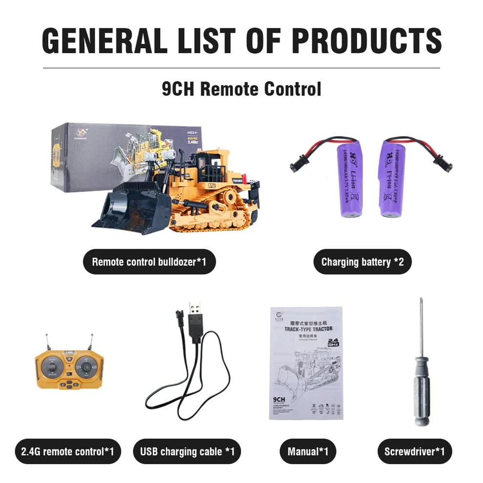 YIGONG BC1045 RC Bulldozer – 1/20 Scale 9CH Remote Control Construction Tractor - Image 3