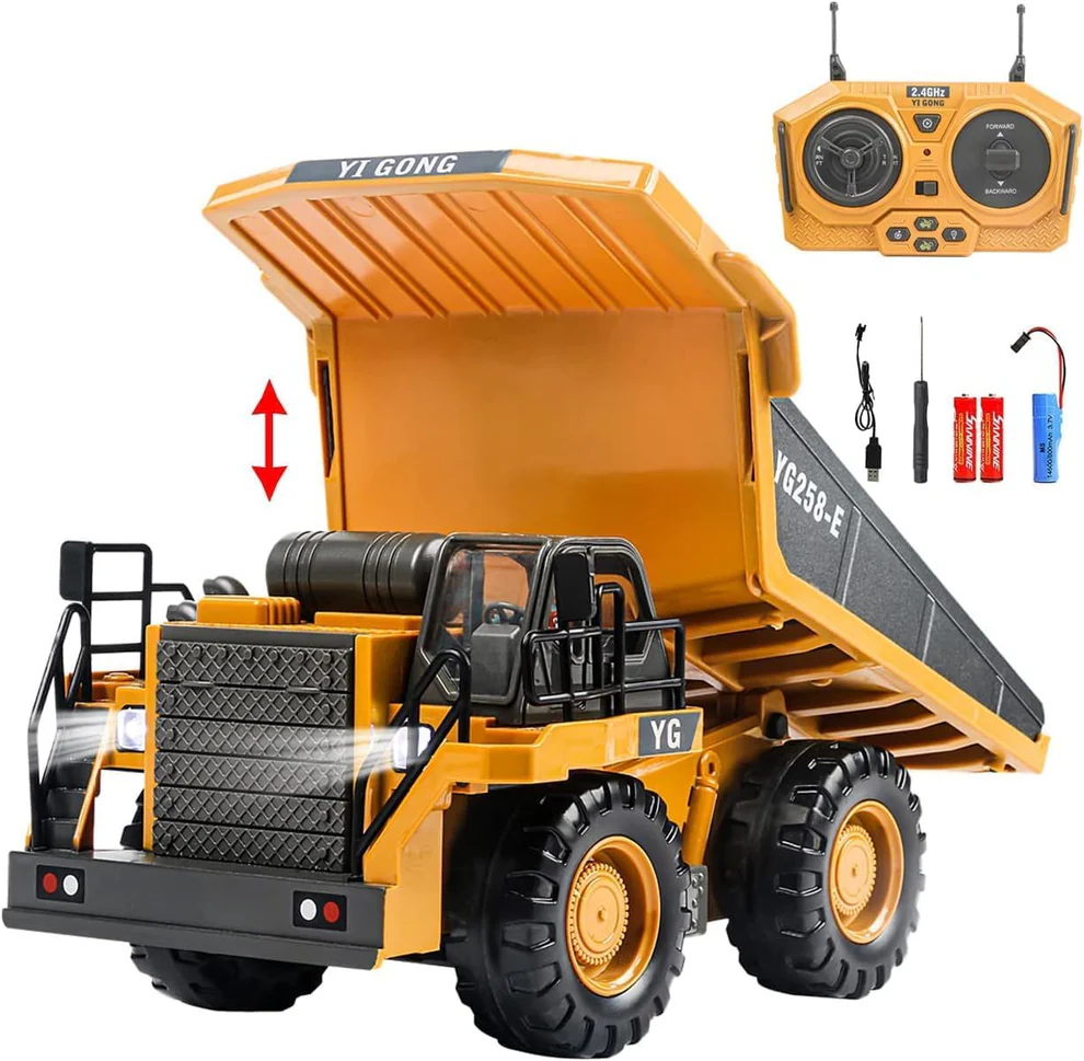 Yigong BC1047 – 1/20 Scale RC Hydraulic Dump Truck (2.4GHz, 10CH, Die-Cast Metal)