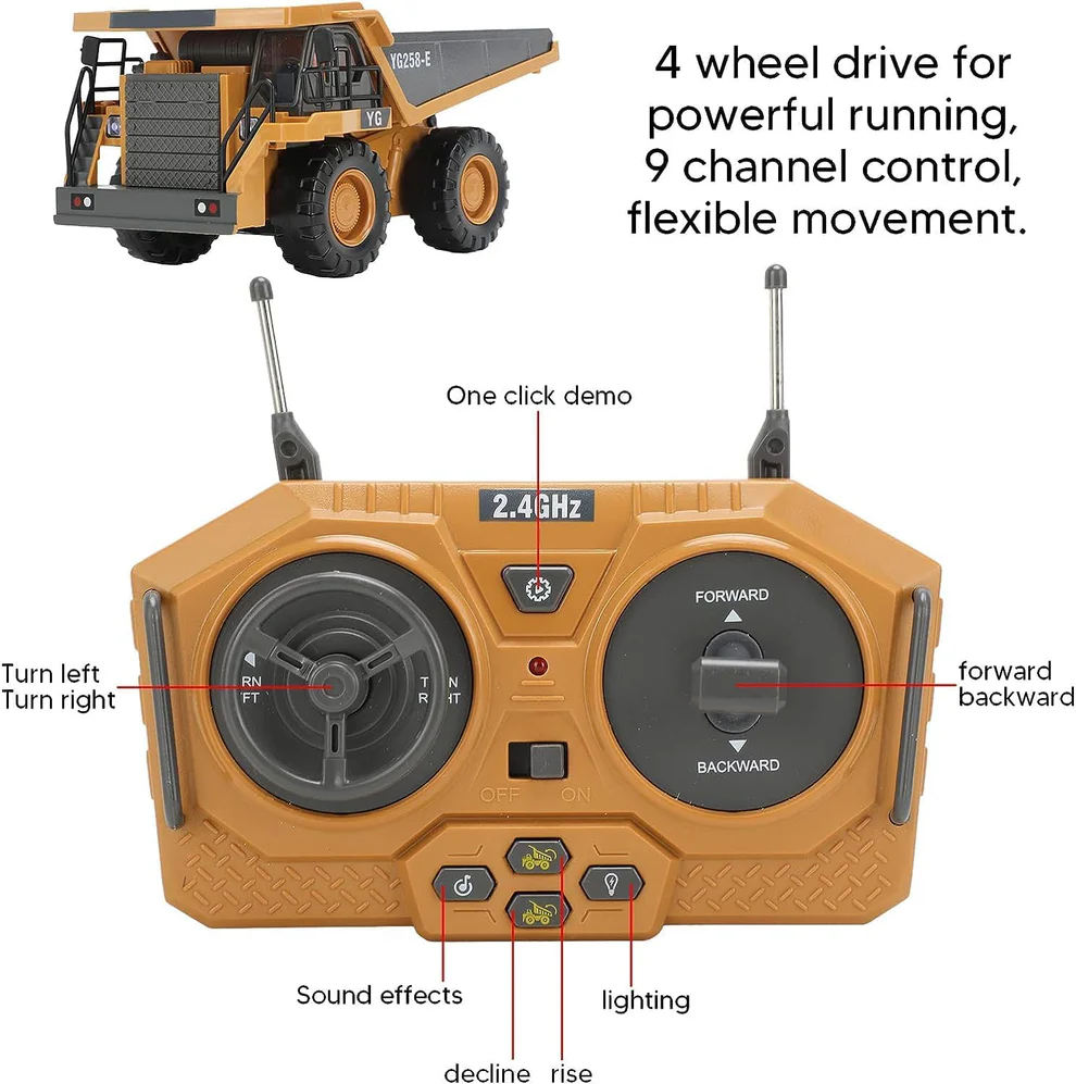 Yigong BC1047 – 1/20 Scale RC Hydraulic Dump Truck (2.4GHz, 10CH, Die-Cast Metal) - Image 10