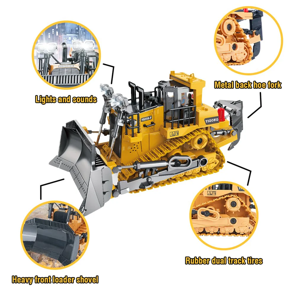 YIGONG BC1045 RC Bulldozer – 1/20 Scale 9CH Remote Control Construction Tractor - Image 2