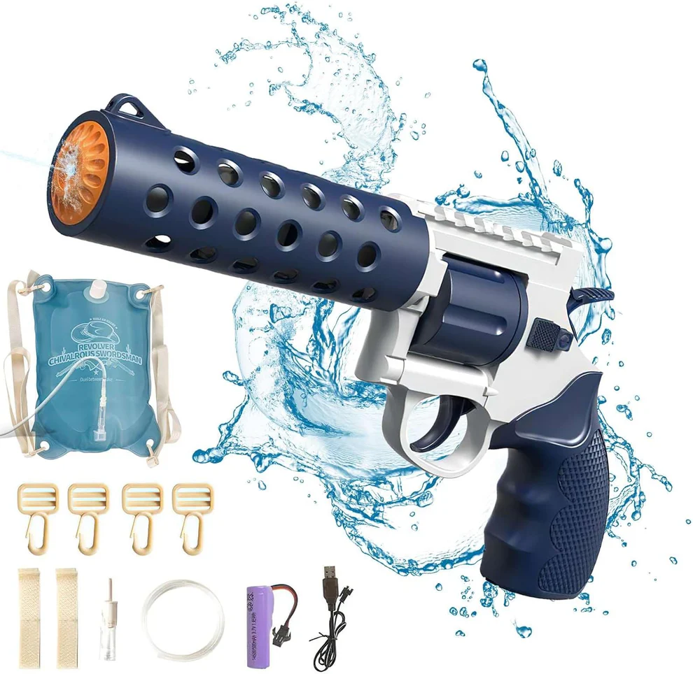 New Revolver Electric Water Gun with Bag for Kids - Rechargeable water gun with 750 CC Silicon bag