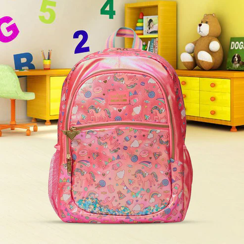 Smiggle - 16 inch Premium pink glitter unicorn Backpack